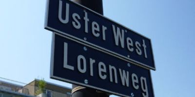 Strassenschild Uster West - Lorenweg